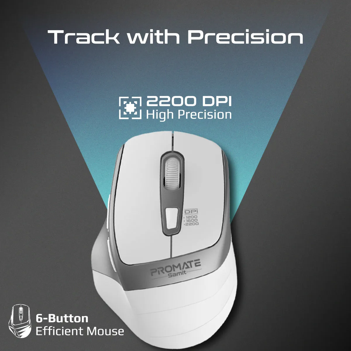 2.4GHz Ergonomic 2200 DPI Silent Click Wireless Mouse