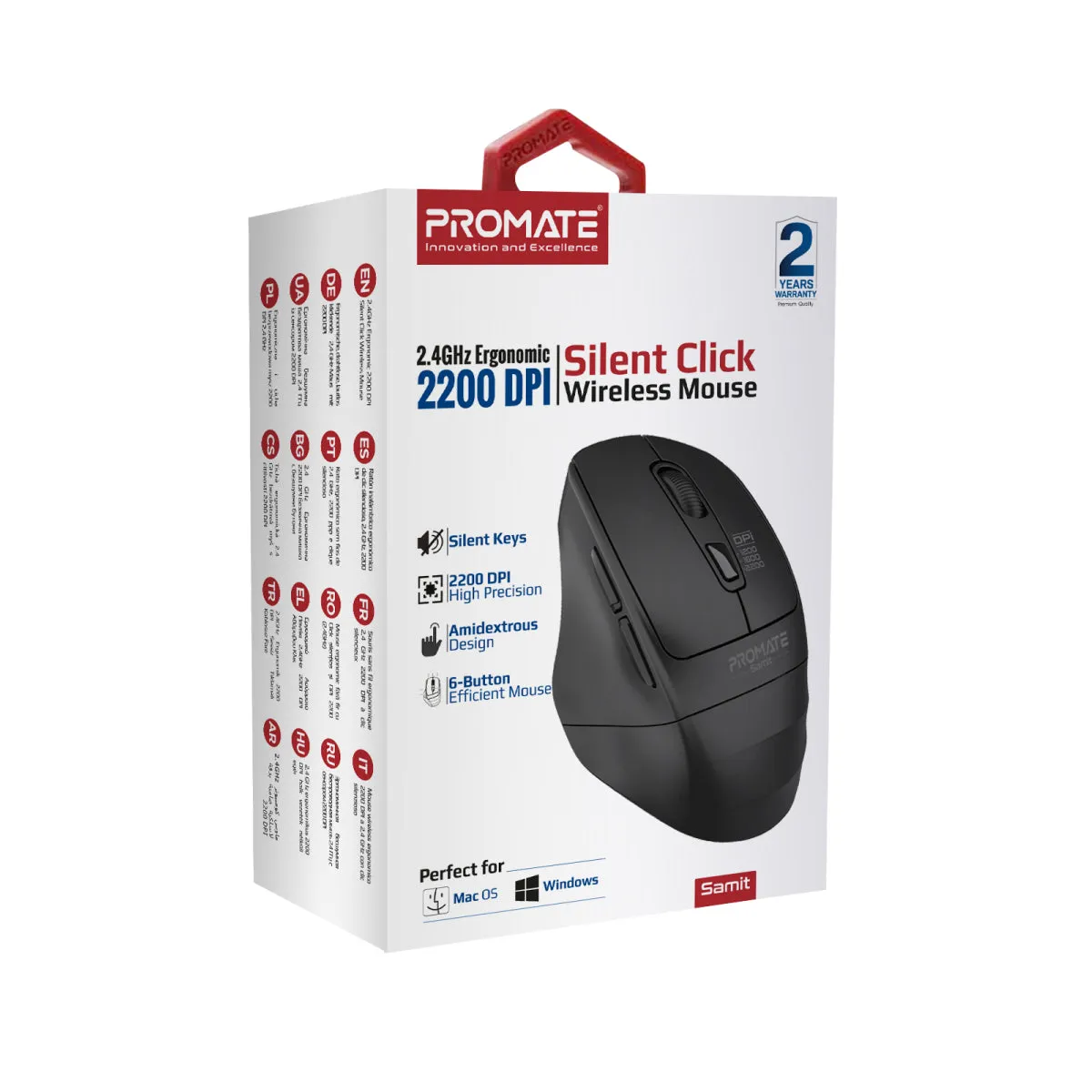 2.4GHz Ergonomic 2200 DPI Silent Click Wireless Mouse