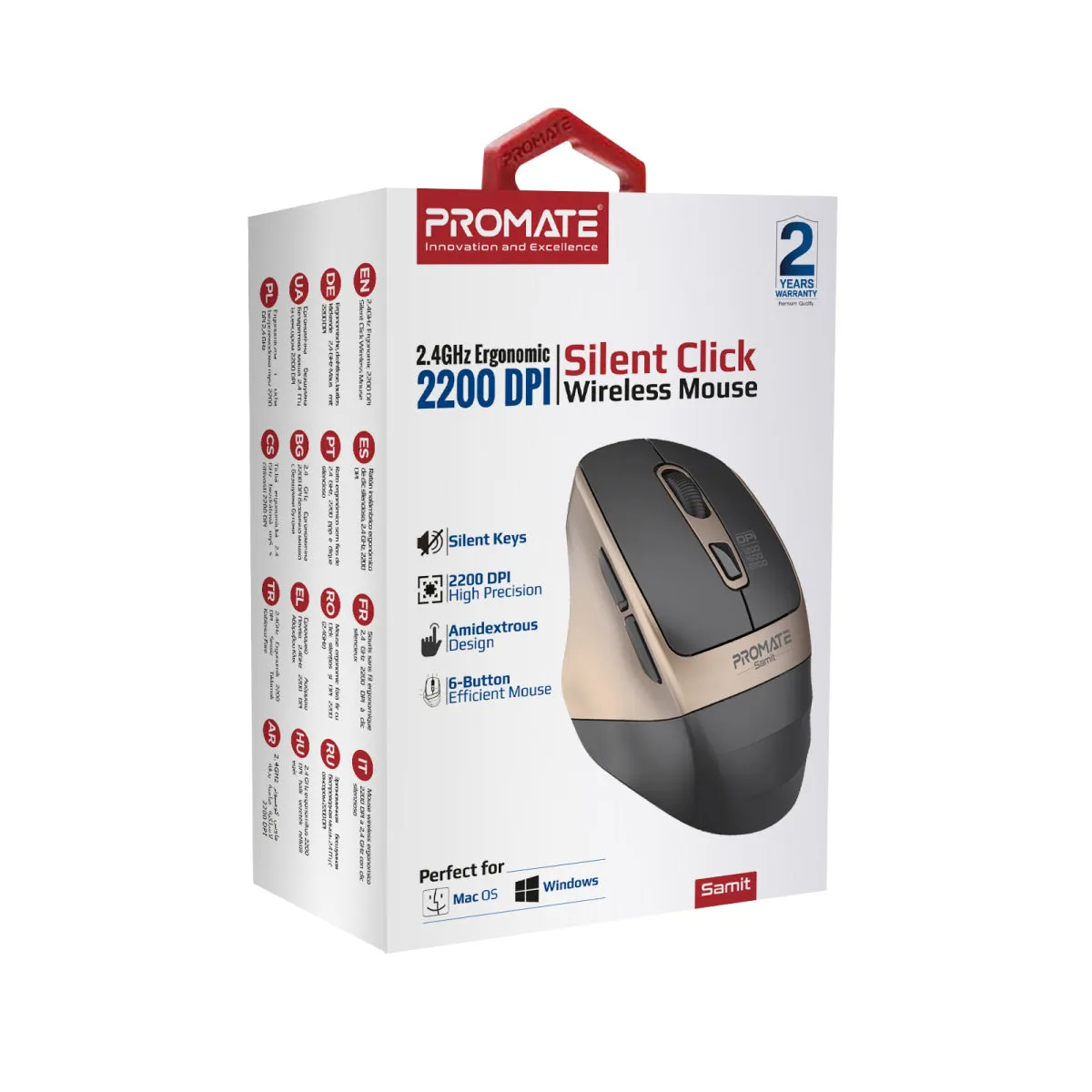 2.4GHz Ergonomic 2200 DPI Silent Click Wireless Mouse