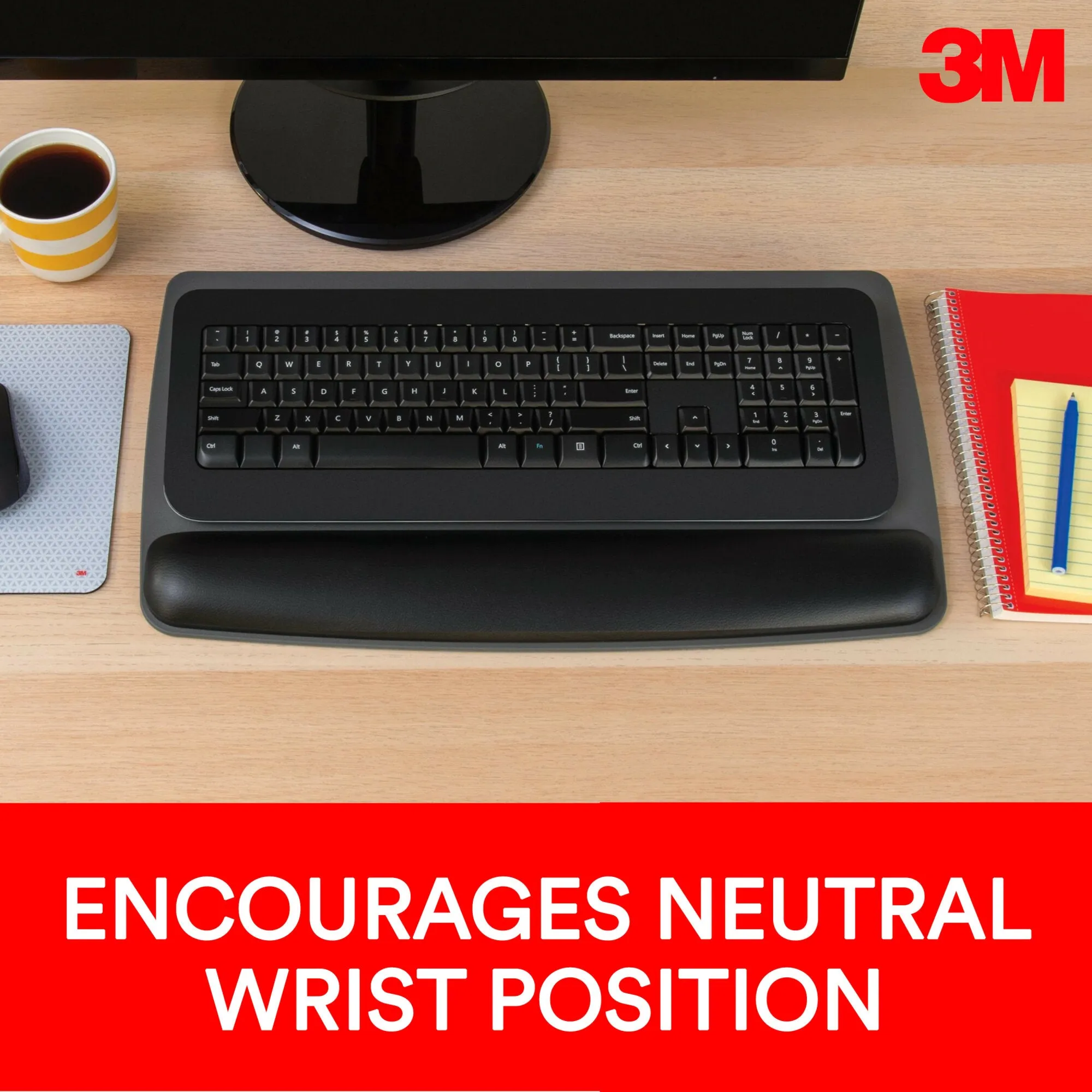 3M Gel Wristrest Platform For Keyboard W/ Anti-Microbial Pdct Prtctn,WR420LE