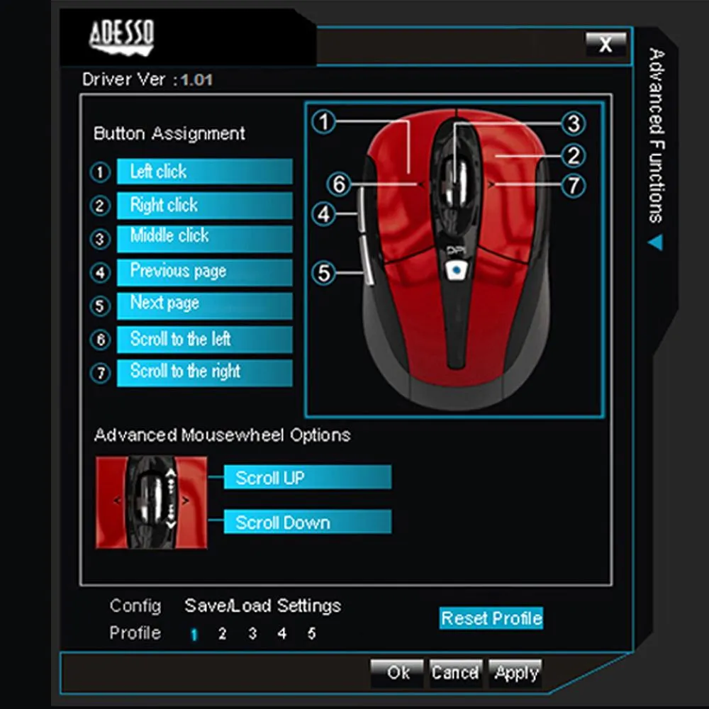 Adesso iMouse S60B 2.4 GHz Wireless Programmable Nano Mouse