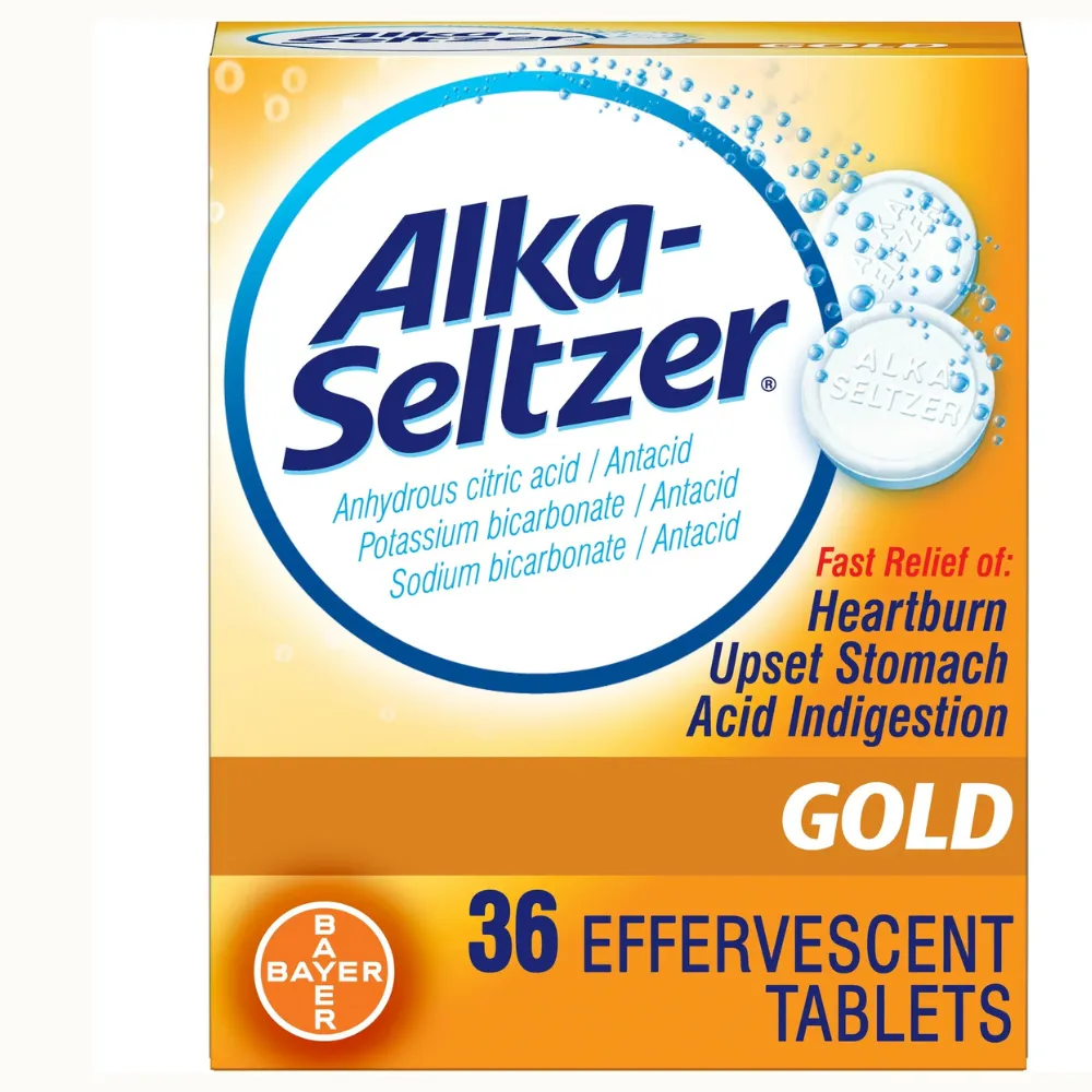 Alka-Seltzer Gold Effervescent Heartburn Relief Antacid Tablets Without Aspirin