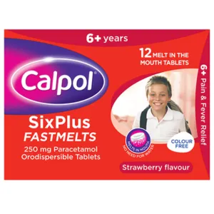 Calpol Fastmelts 250mg Colour Free Tabs 12s