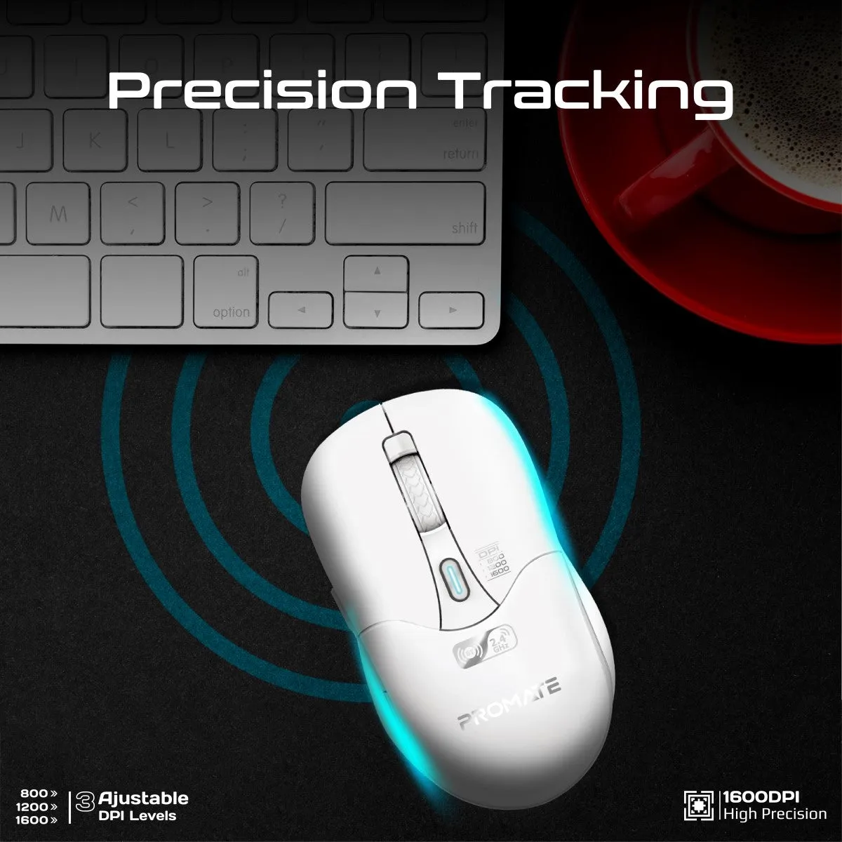 Dual Mode Rechargeable Wireless Mouse with BT & RF Connectivity