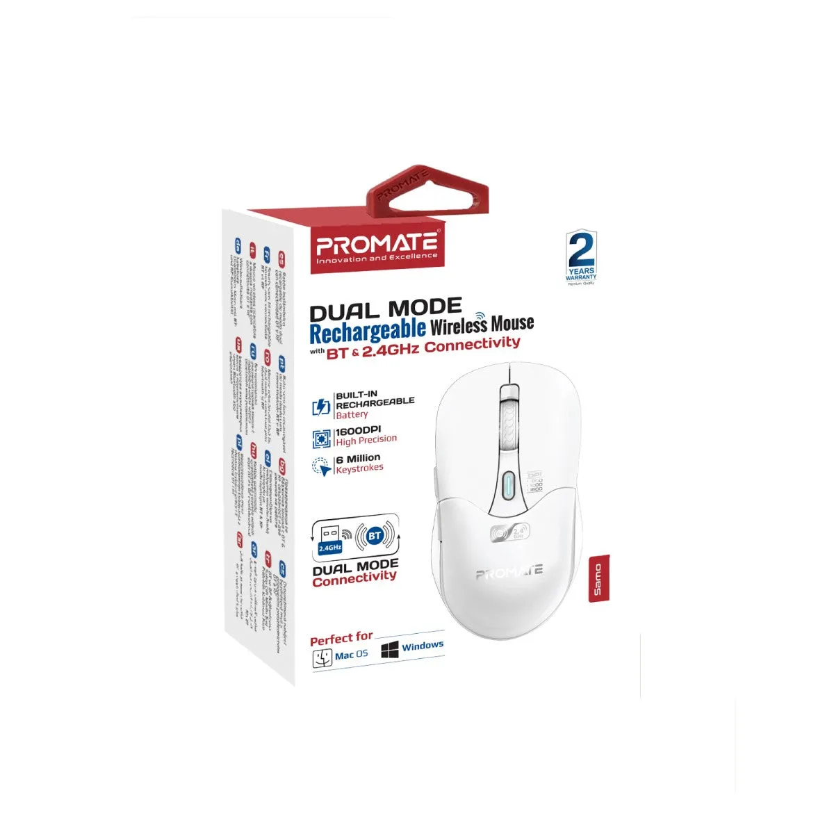 Dual Mode Rechargeable Wireless Mouse with BT & RF Connectivity