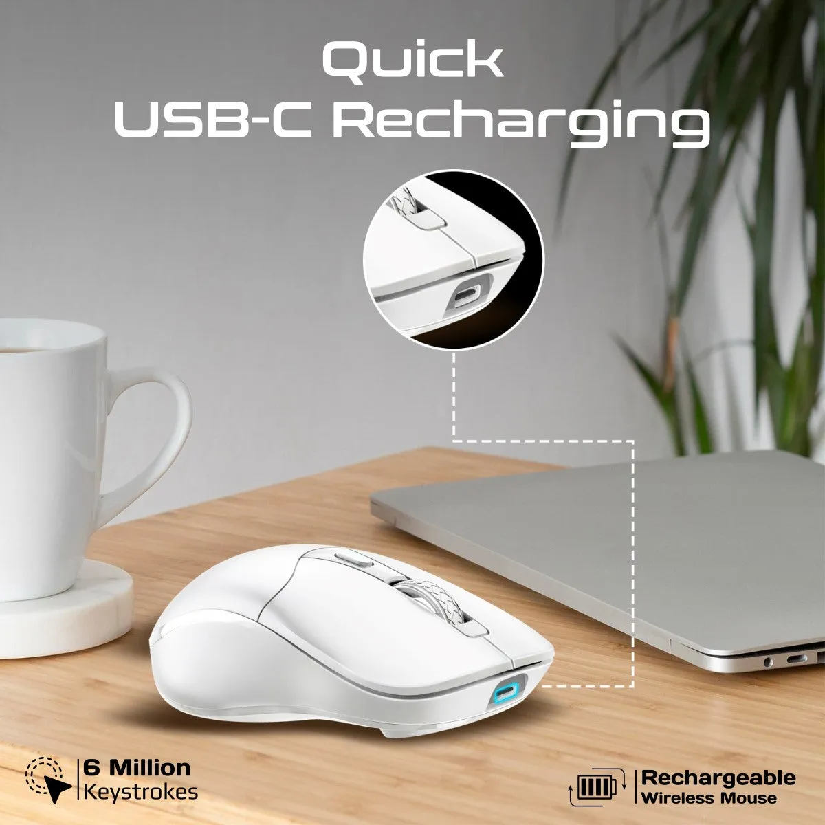 Dual Mode Rechargeable Wireless Mouse with BT & RF Connectivity