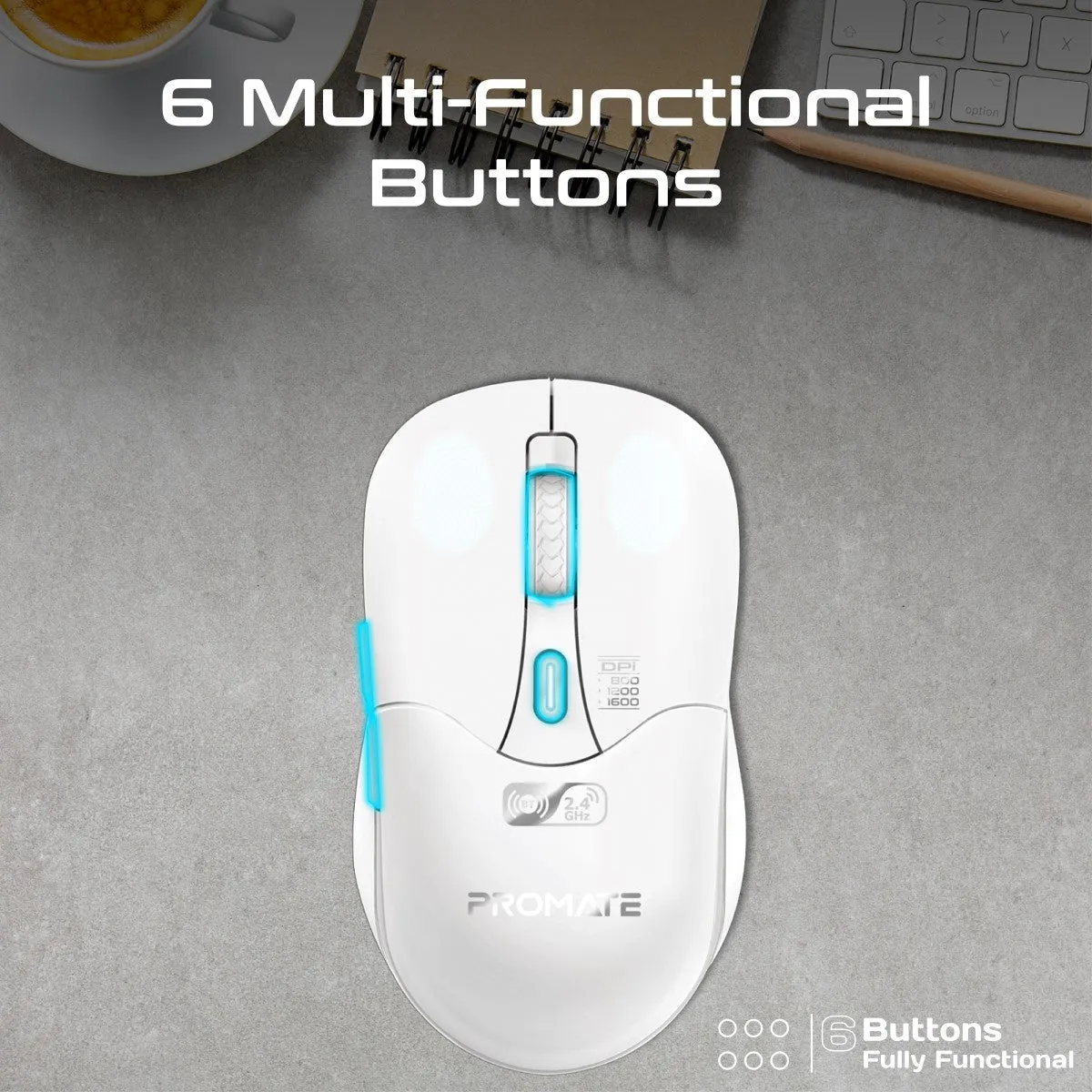 Dual Mode Rechargeable Wireless Mouse with BT & RF Connectivity
