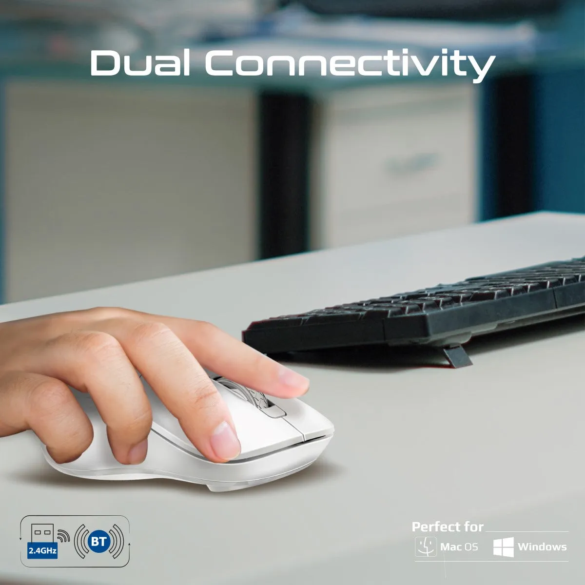 Dual Mode Rechargeable Wireless Mouse with BT & RF Connectivity