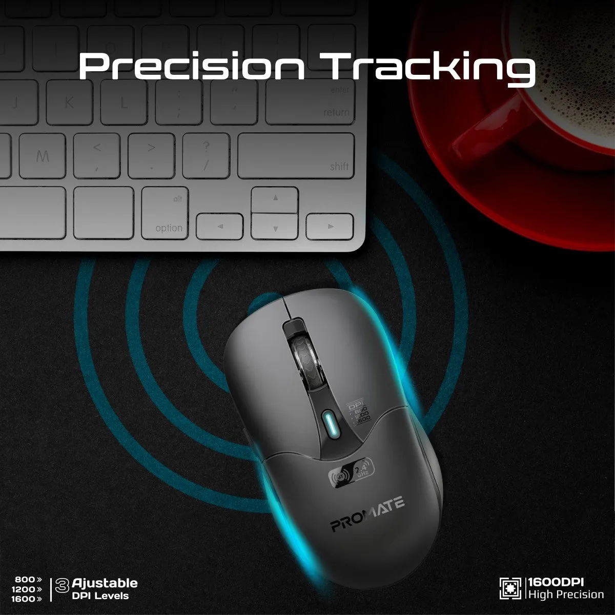 Dual Mode Rechargeable Wireless Mouse with BT & RF Connectivity