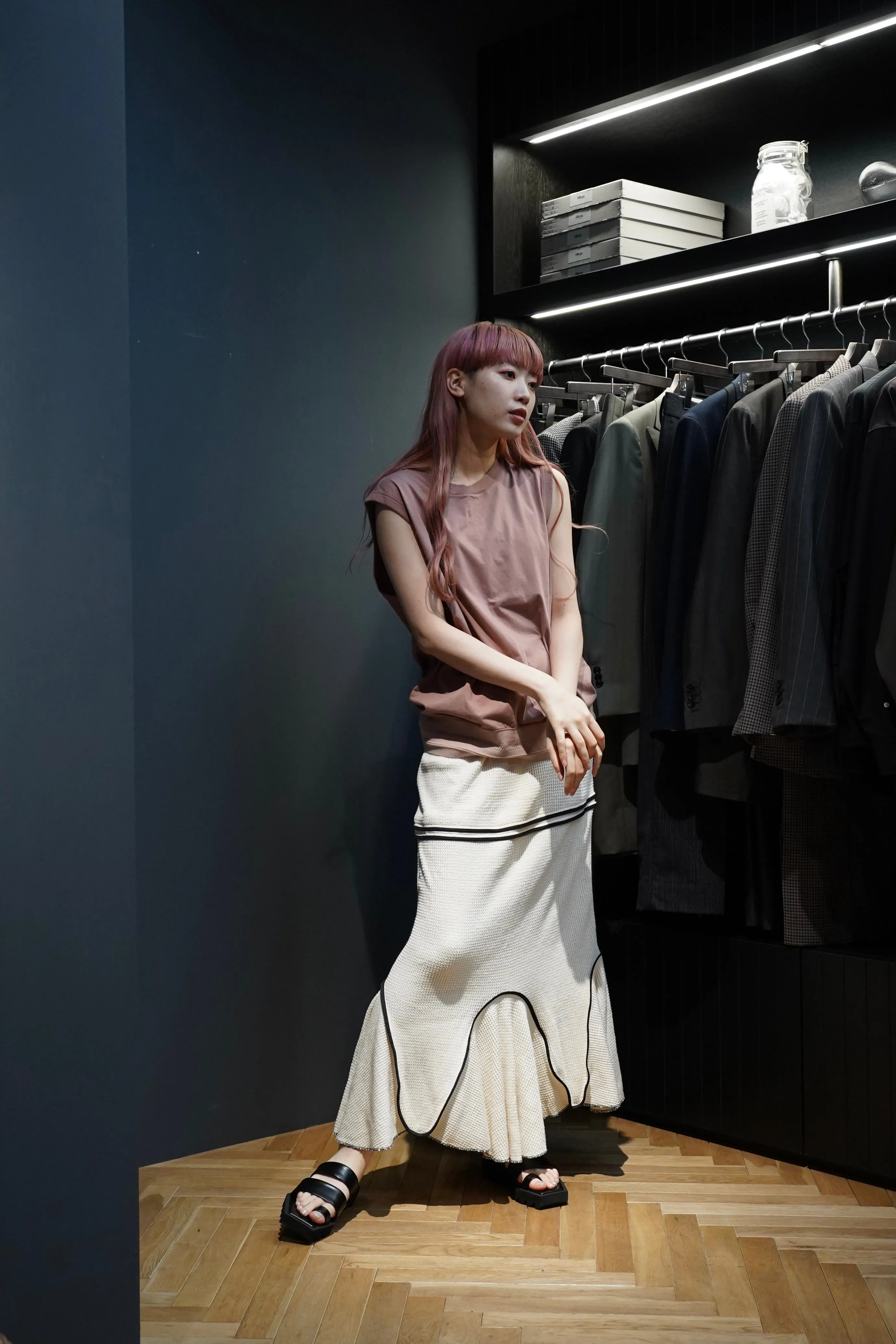 HOUGA drawing skirt(white)
