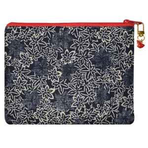 Indigo Zippered Lined Sleeve in Japanese Cotton with Koi Zipper Pull