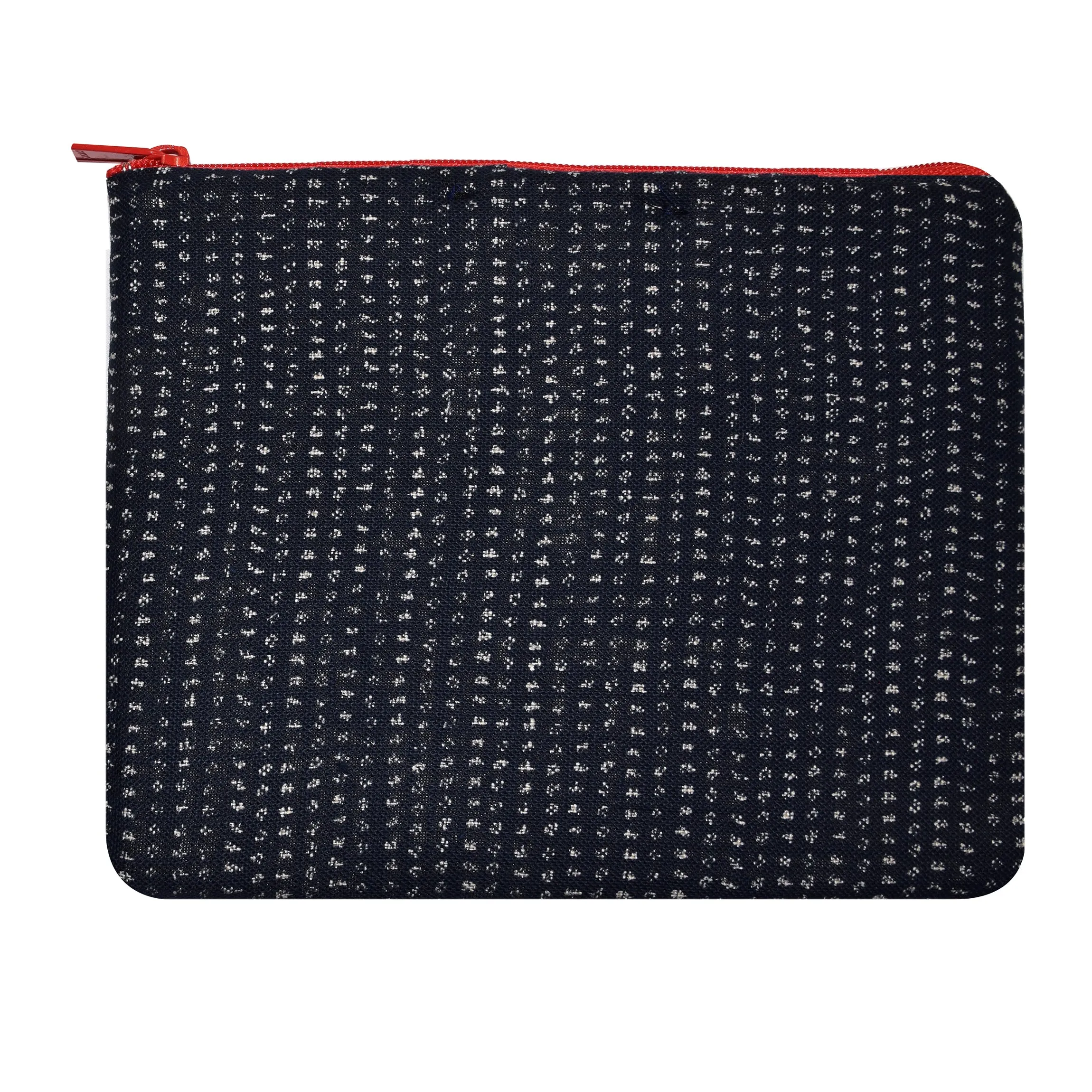 Indigo Zippered Lined Sleeve in Japanese Cotton with Koi Zipper Pull
