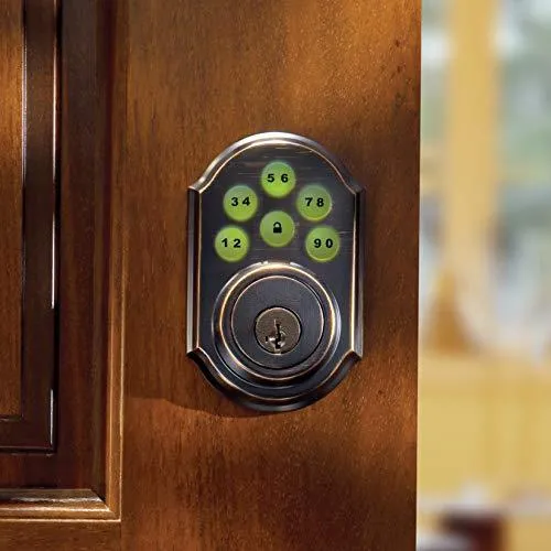 Kwikset 99100-079 SmartCode 910 Traditional Smart Keypad Electronic Deadbolt Door Lock with SmartKey Security and Z-Wave Plus, Venetian Bronze