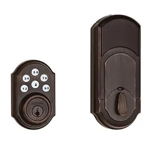 Kwikset 99100-079 SmartCode 910 Traditional Smart Keypad Electronic Deadbolt Door Lock with SmartKey Security and Z-Wave Plus, Venetian Bronze
