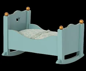 Maileg Baby Mouse Blue Cradle