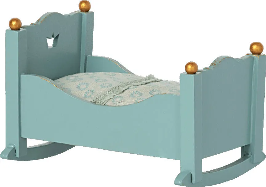 Maileg Baby Mouse Blue Cradle
