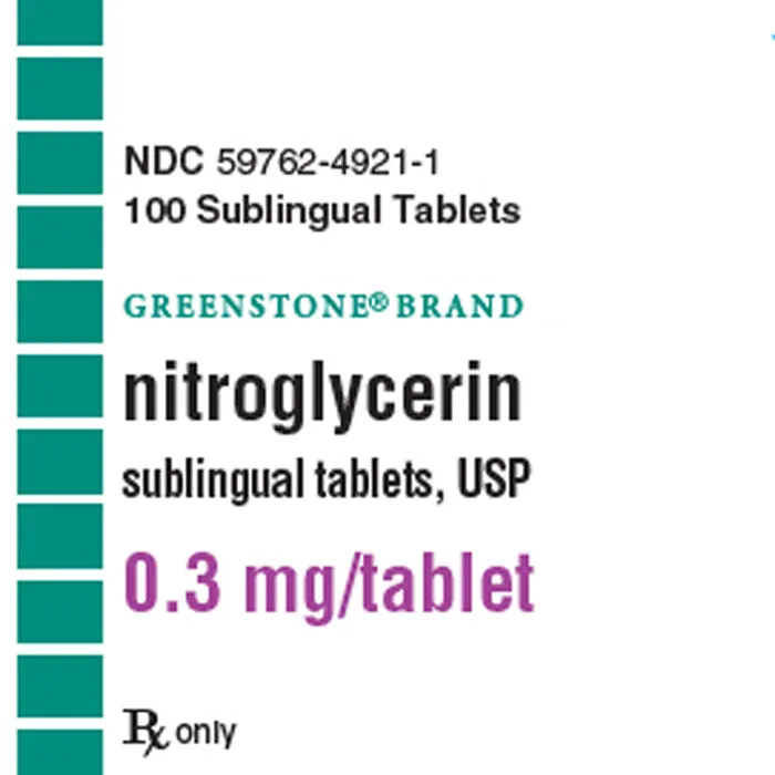 Nitroglycerin Sublingual Tablets 0.3 mg by Greenstone 100 Count (Rx)