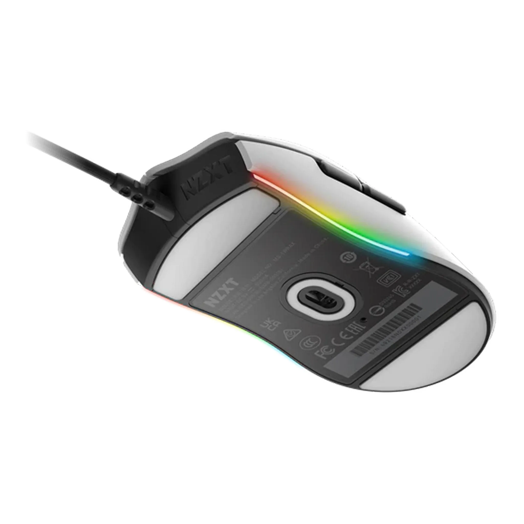 NZXT MS-1WRAX-WM Lift White RGB Lightweight Ambidextrous Mouse