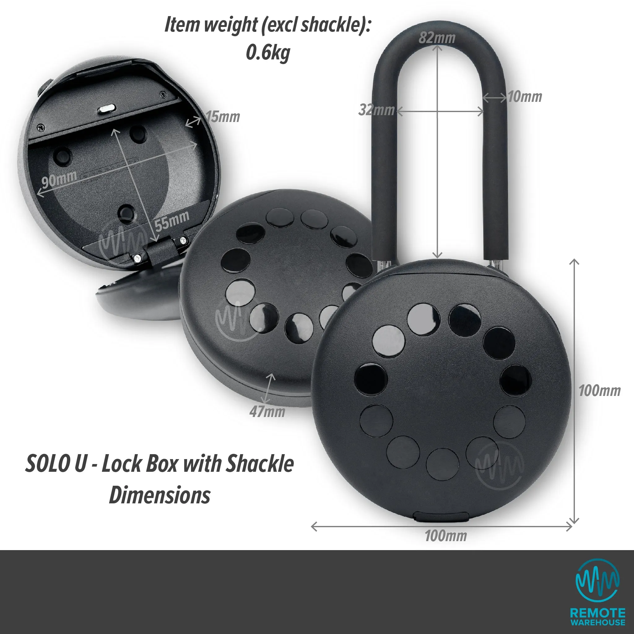 Omconnect SOLO U: Smart Digital Lock Box with Shackle