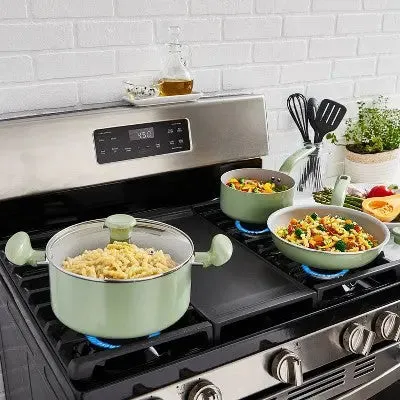 Open Box - T-fal Simply Cook 12pc Ceramic Recycled Aluminum Cookware Set - Green
