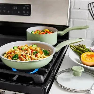 Open Box - T-fal Simply Cook 12pc Ceramic Recycled Aluminum Cookware Set - Green