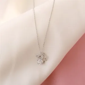 "Silver Crystal Mouse" Necklace