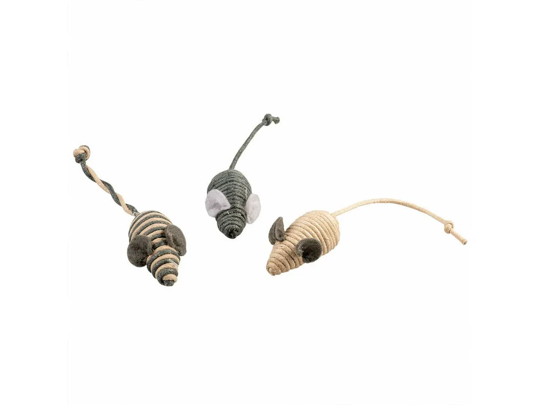 Rope small mice 3pc - 14x2x1,5cm grey