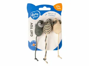 Rope small mice 3pc - 14x2x1,5cm grey