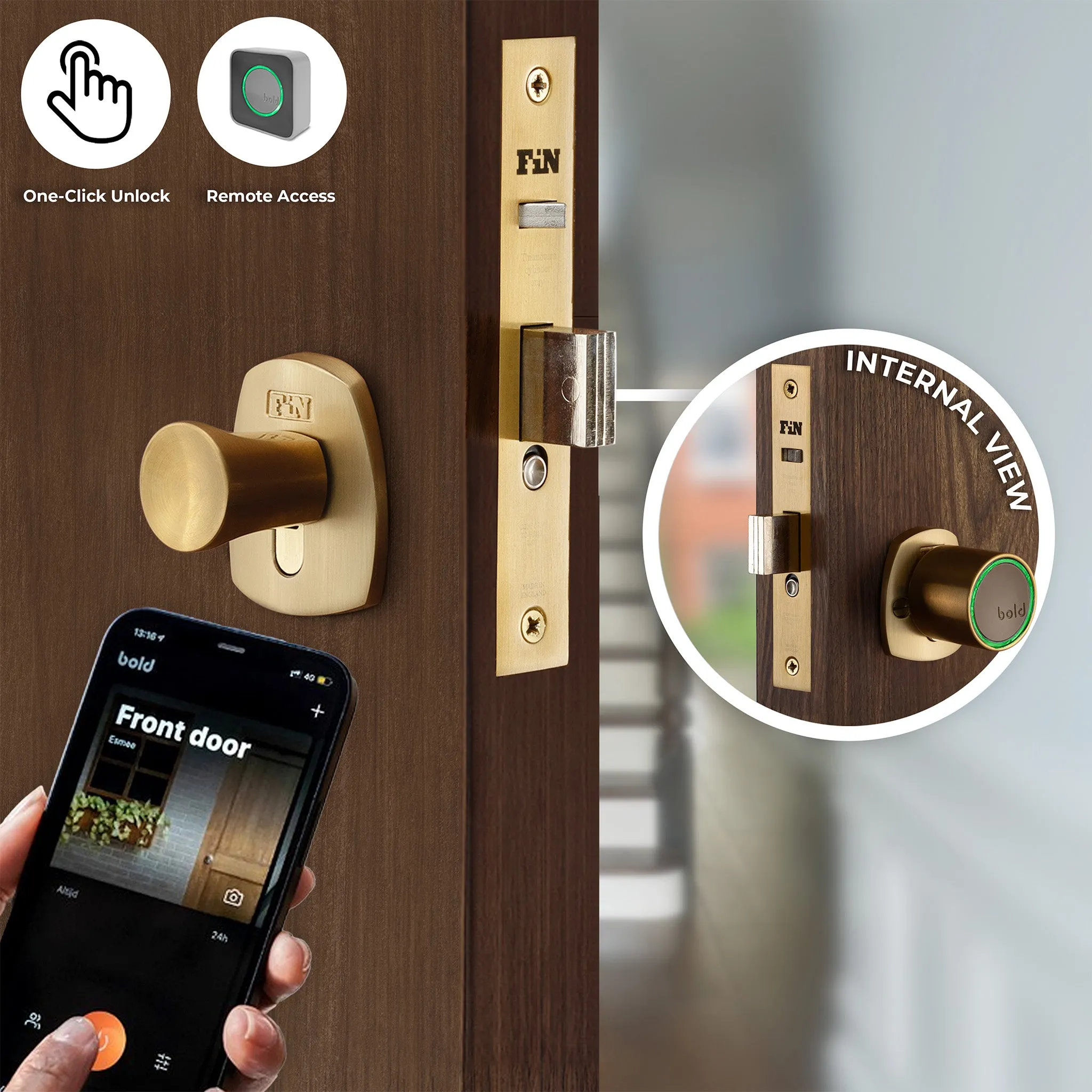 Smart Auto Deadbolt Nightlatch - Satin Brass