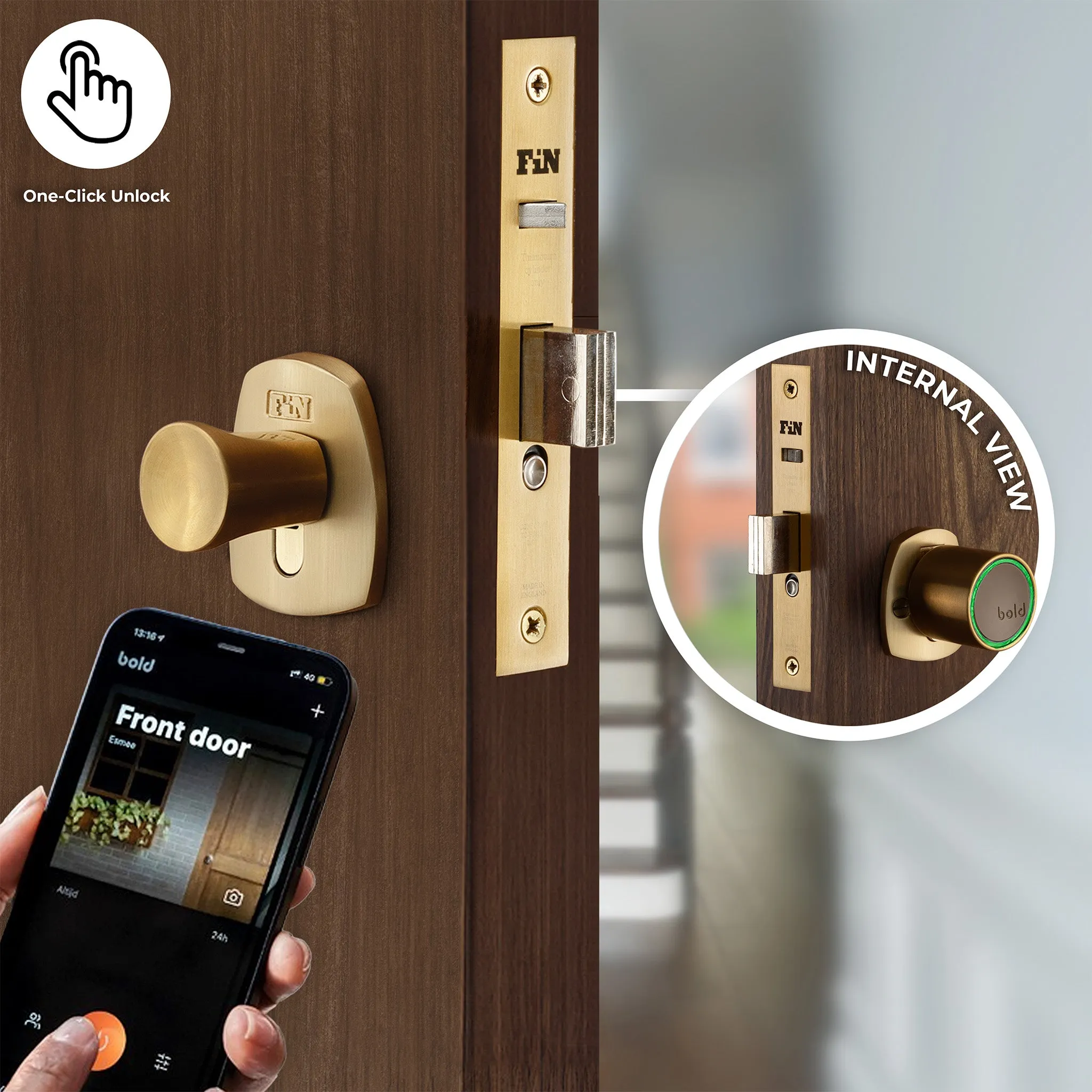 Smart Auto Deadbolt Nightlatch - Satin Brass