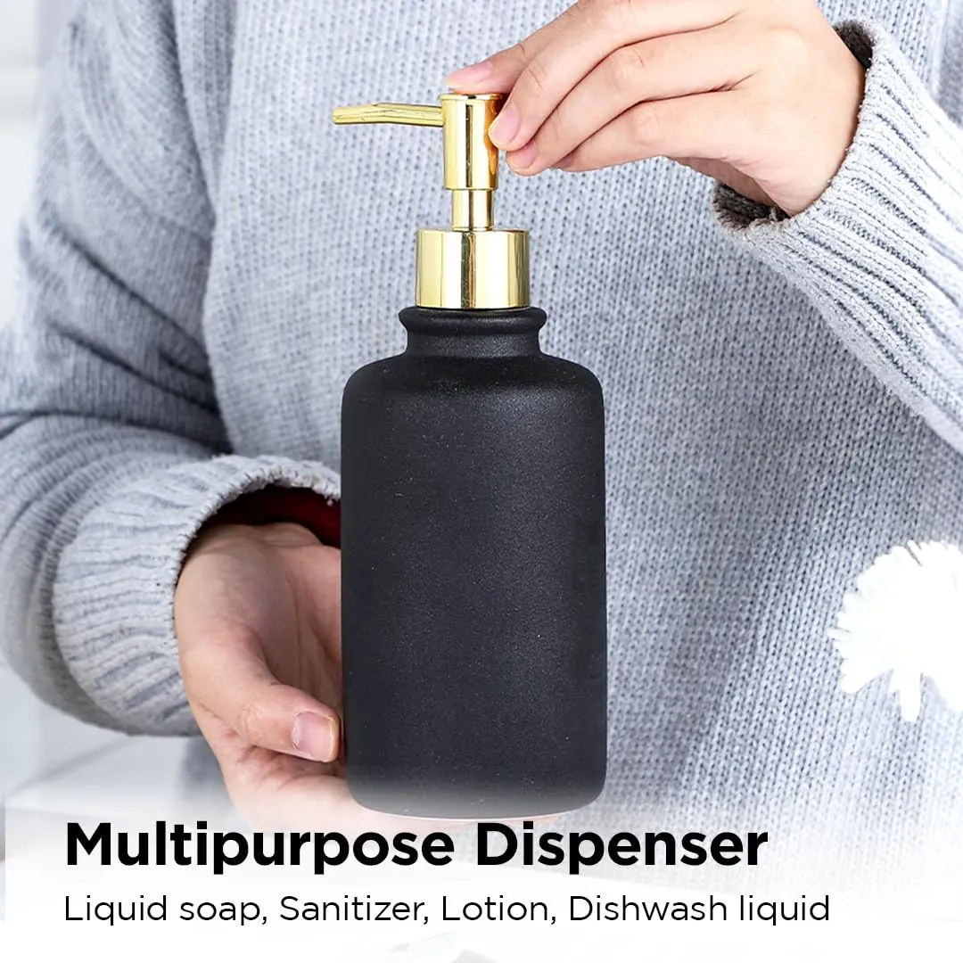 UMAI Ceramic Soap Dispenser for Bathroom | Liquid Soap Dispenser for Kitchen & Wash Basin - 400ml (Blue)